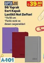 GIPTA 96 YAPRAK SERT KAPAK LASTİKLİ NOT DEFTERİ